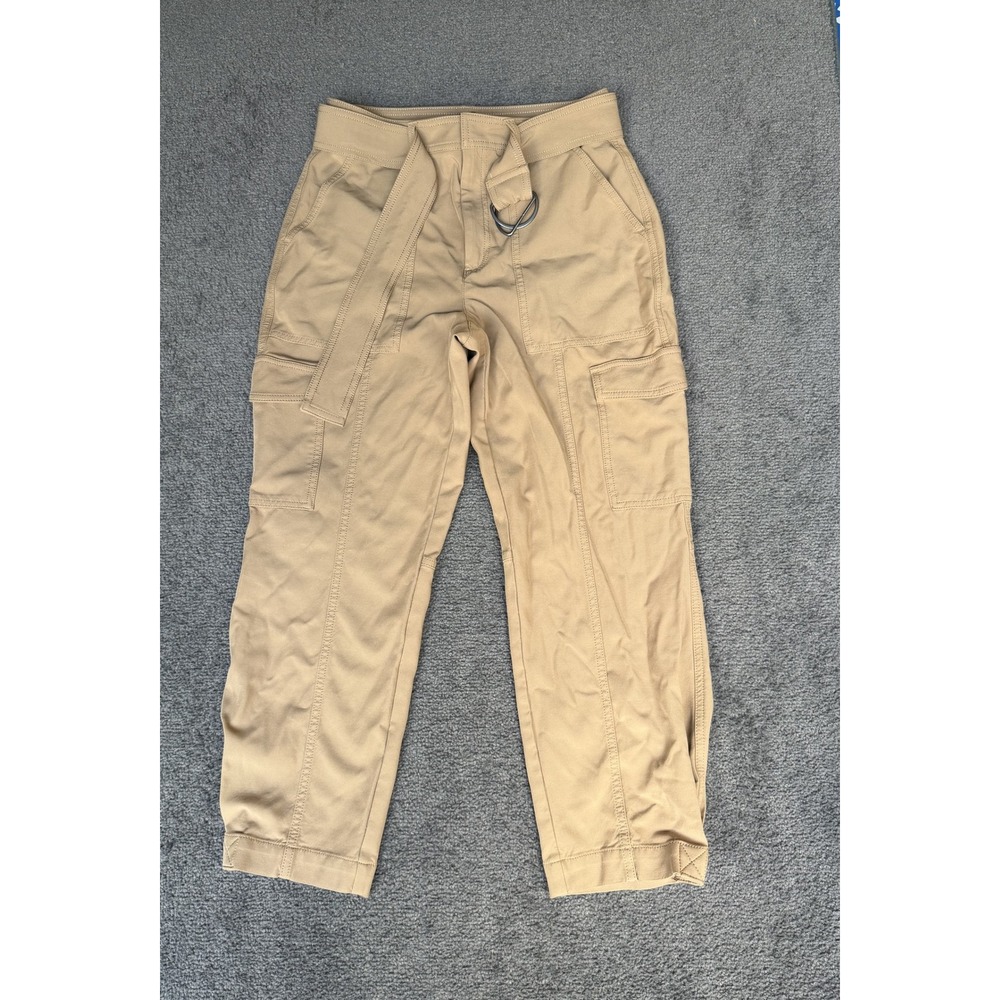 Banana Republic Women Tan Khaki Cargo Utility Pants D-Ring Belt Size 6 High Rise